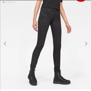G-Star Raw D-STAQ Black Mid Rise Skinny Jeans NEw W24 L30